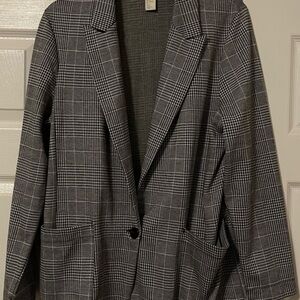 Black and White Plaid Blazer